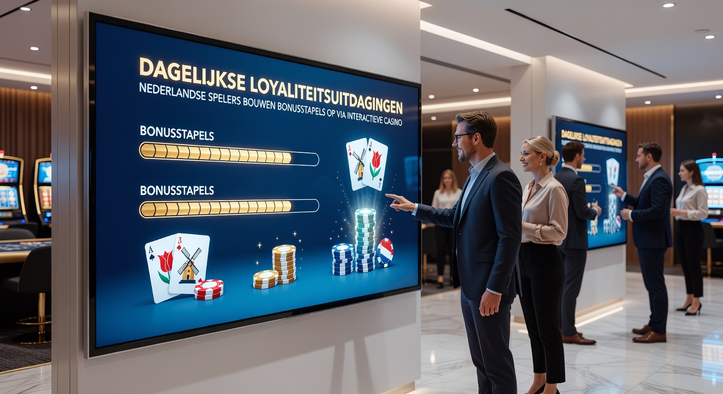 Schermafbeelding van een casino app met dagelijkse uitdagingen en groeiende bonusstapels voor Nederlandse spelers