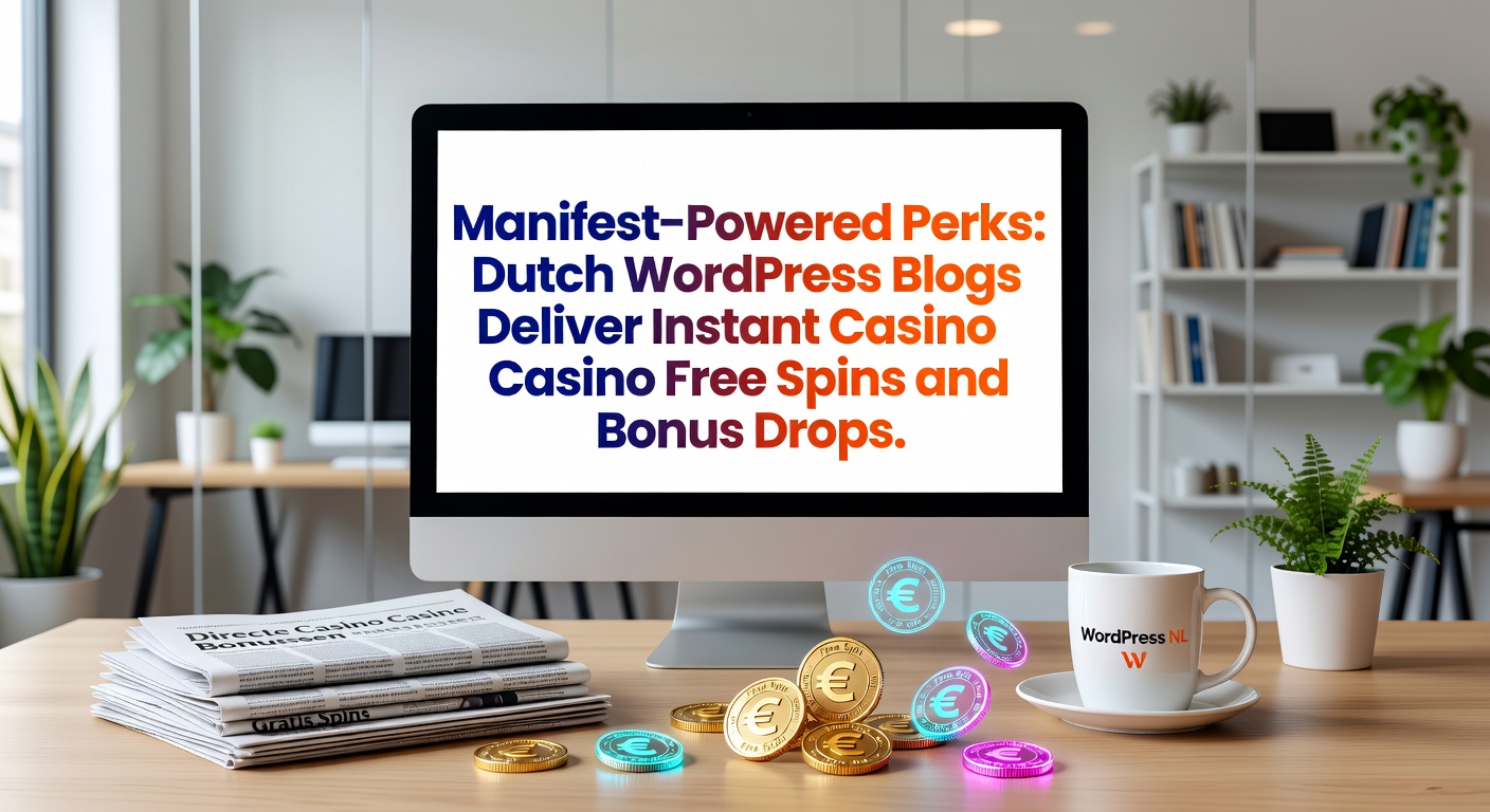 Schermafbeelding van een Nederlandse WordPress-blog met actieve manifest-notificaties voor casino free spins en bonus drops