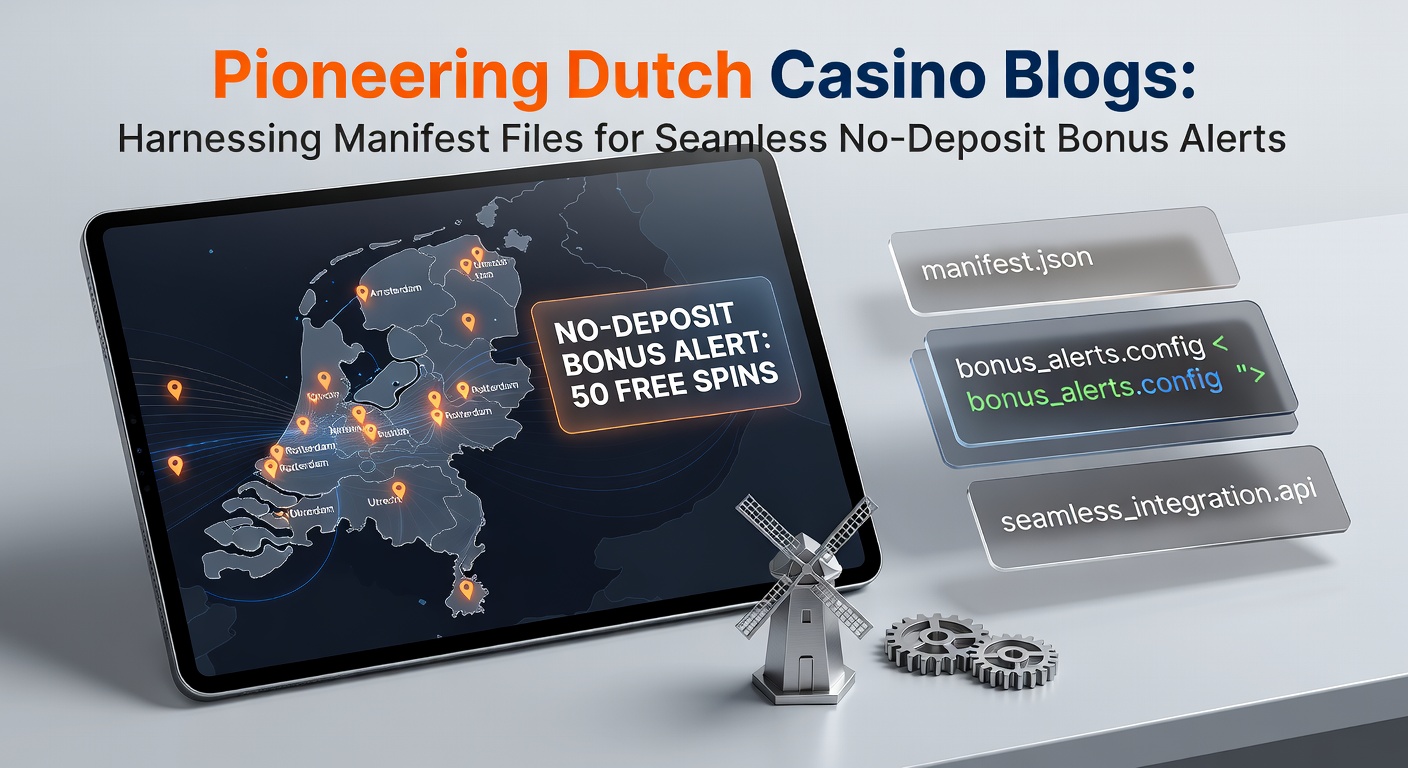 Schermafbeelding van een Nederlands casino blog met actieve no-deposit bonus alert via manifest-gedreven push notificatie
